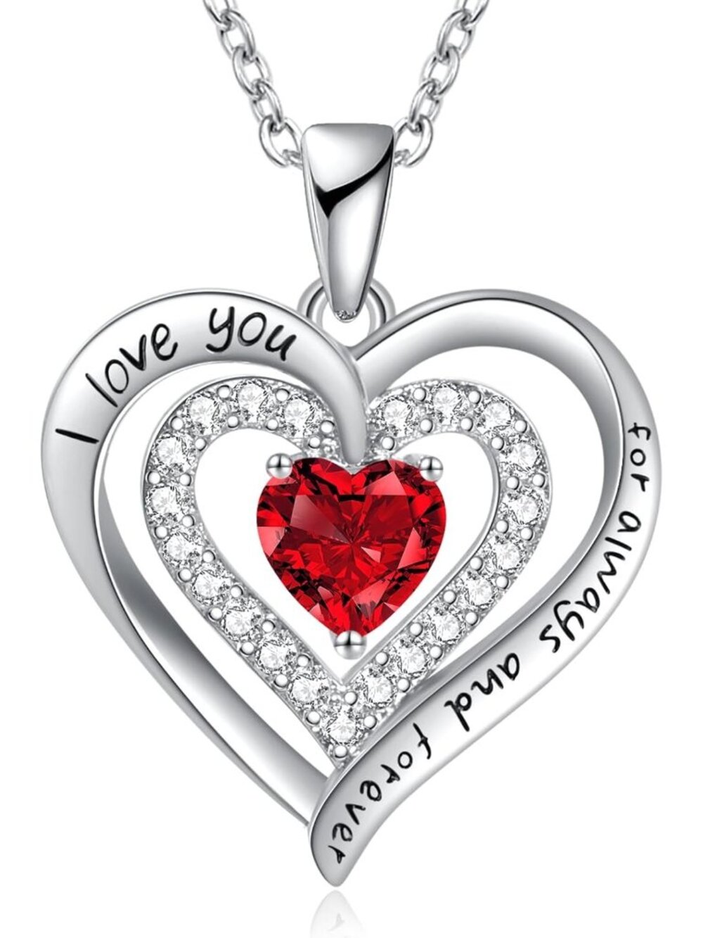 Women's Silver Red Birthday Gift Christmas Anniversary Jewelry Necklace